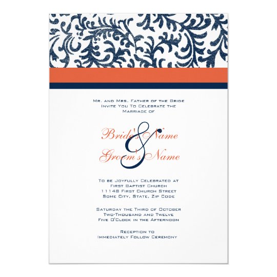 Blue And Orange Wedding Invitations 6