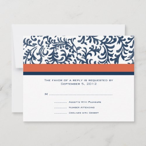 Blue and Orange  Wedding RSVP