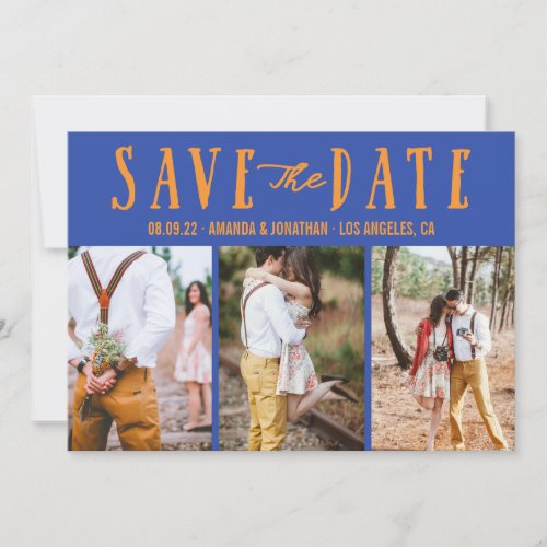 Blue and Orange Wedding Save the Date photo