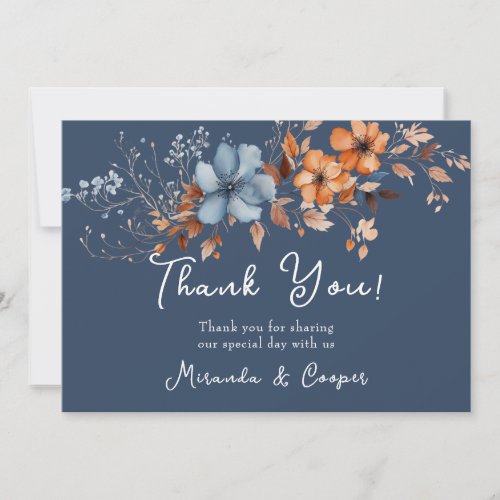 Blue and Orange Wildflowers Thank You Cards