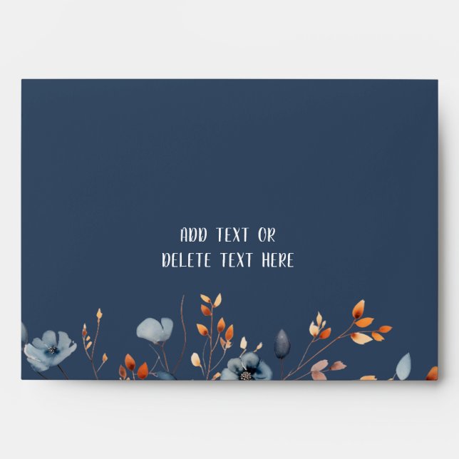 Blue and Orange Wildflowers Wedding Envelope (Front)