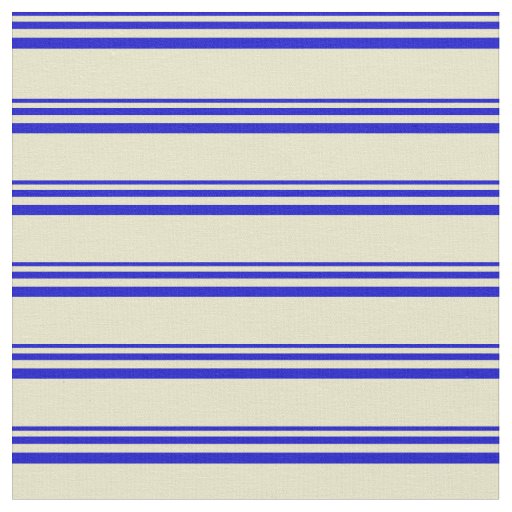 Blue and Pale Goldenrod Colored Stripes Fabric