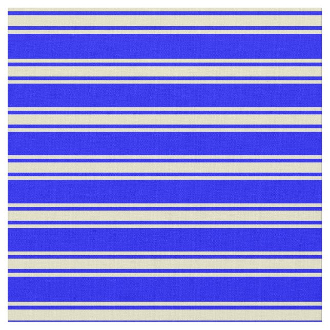 Blue and Pale Goldenrod Stripes/Lines Pattern Fabric (Close Up)
