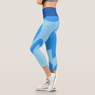 Blue And Pattern Capri Leggings