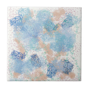 Blue and Peach Ceramic Tile
