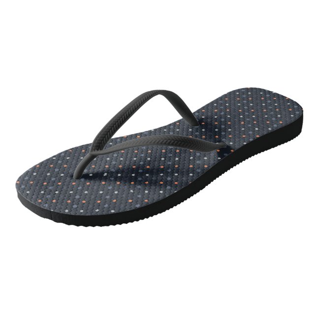 Blue and Peach Dots  Flip Flops (Angled)