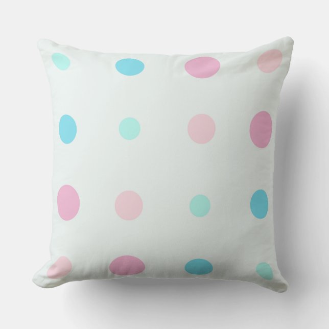 Blue and Peach Dots  Throw Pillow (Front)