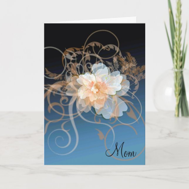 Blue and Peach Floral Swirl Mother's Day Card (Front)