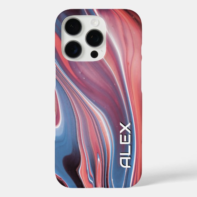 Blue and Peach Paint Swirl – Soft Abstract Pattern Case-Mate iPhone Case (Back)