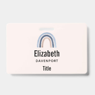 Blue and Peach Rainbow Boho Design Badge