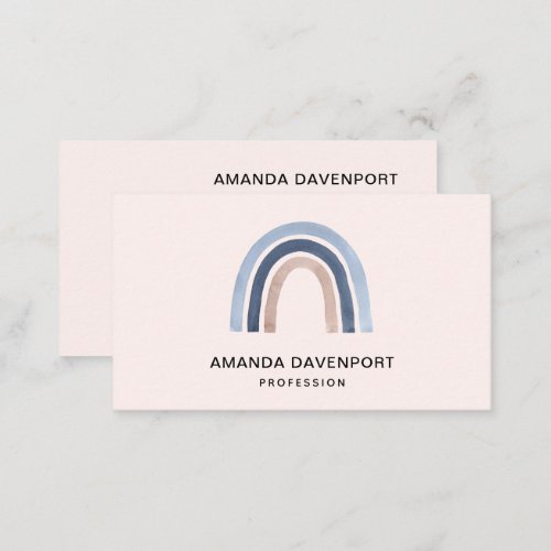 Blue and Peach Rainbow Boho Design Business Card