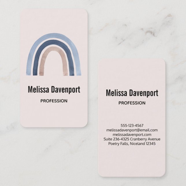 Blue and Peach Rainbow Boho Design Business Card (Front/Back)
