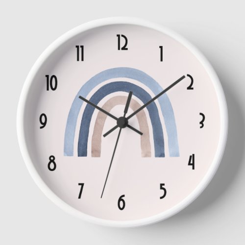 Blue and Peach Rainbow Boho Design Clock