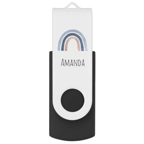 Blue and Peach Rainbow Boho Design Flash Drive