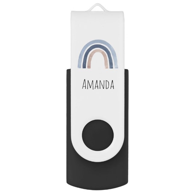 Blue and Peach Rainbow Boho Design Flash Drive (Front Vertical)