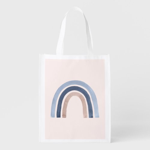 Blue and Peach Rainbow Boho Design Grocery Bag