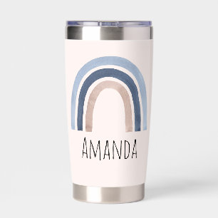 Blue and Peach Rainbow Boho Design Insulated Tumbler