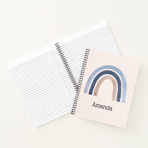 Blue and Peach Rainbow Boho Design Notebook