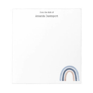 Blue and Peach Rainbow Boho Design Notepad
