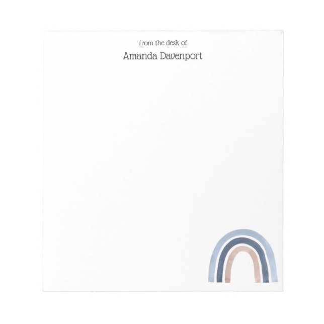  Blue and Peach Rainbow Boho Design Notepad (Front)