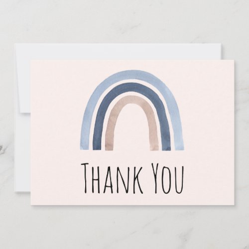 Blue and Peach Rainbow Boho Design Thank You Card