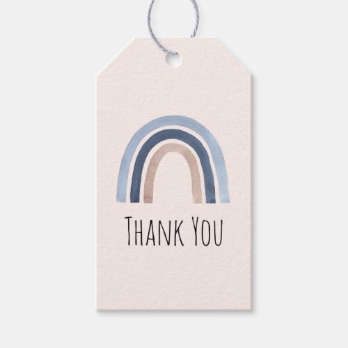 Blue and Peach Rainbow Boho Design Thank You Gift Tags