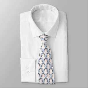 Blue and Peach Rainbow Boho Pattern Neck Tie