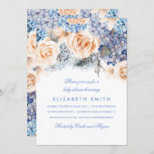 Blue and Peach Watercolor Florals Baby Shower Invitation (Front/Back)
