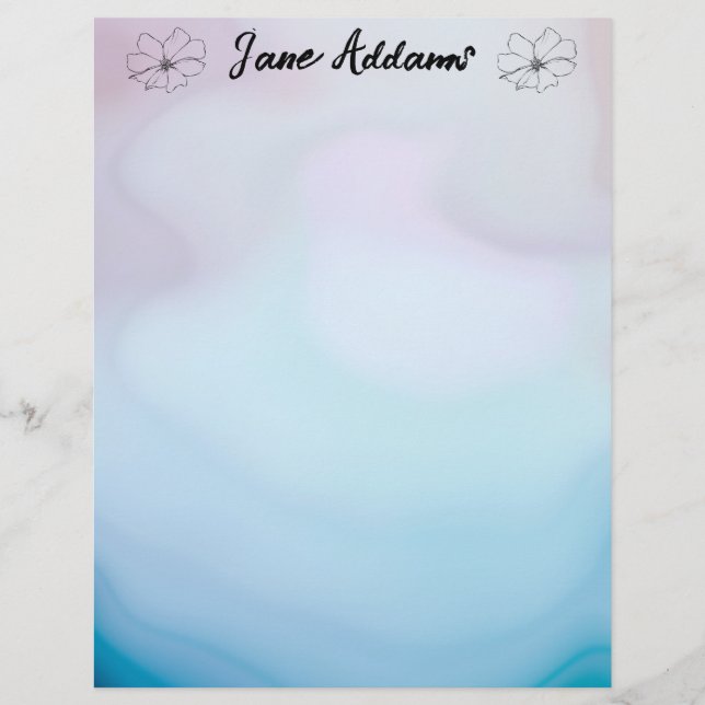 Blue and Pink Agate Stationery Paper (Front)