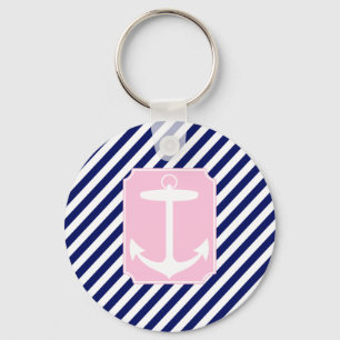 Blue and Pink Anchor Keychain