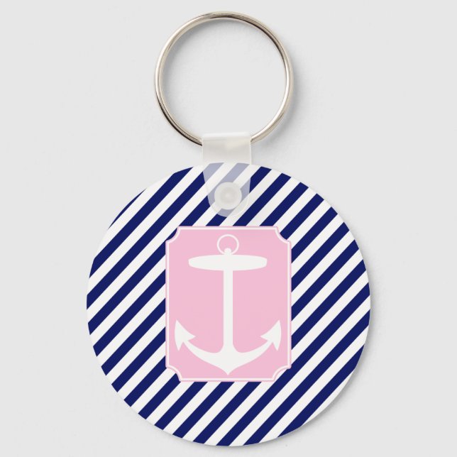 Blue and Pink Anchor Keychain (Front)