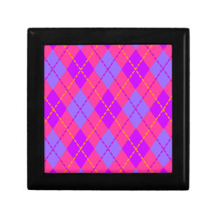 Blue and Pink Argyle Pattern Gift Box