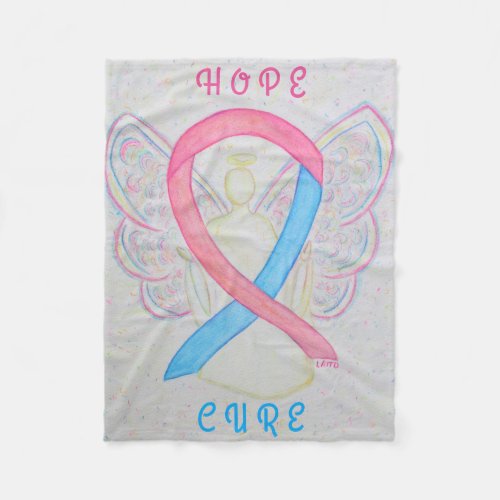 Blue and Pink Awareness Ribbon Angel Cozy Blanket