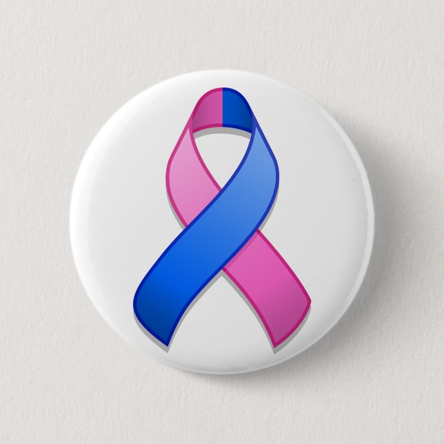Blue and Pink Awareness Ribbon Button (Front)