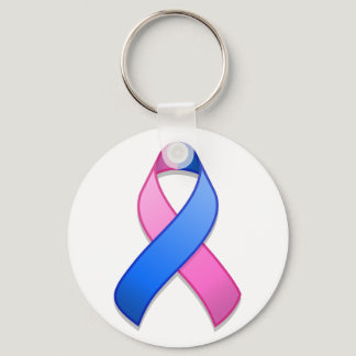 Blue and Pink Awareness Ribbon Keychain