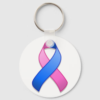 Blue and Pink Awareness Ribbon Keychain