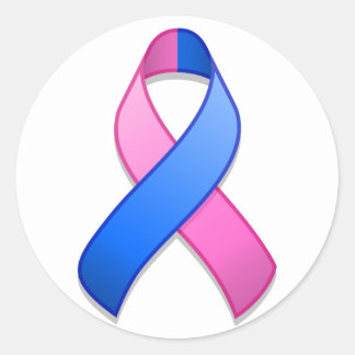 Blue and Pink Awareness Ribbon Round Sticker