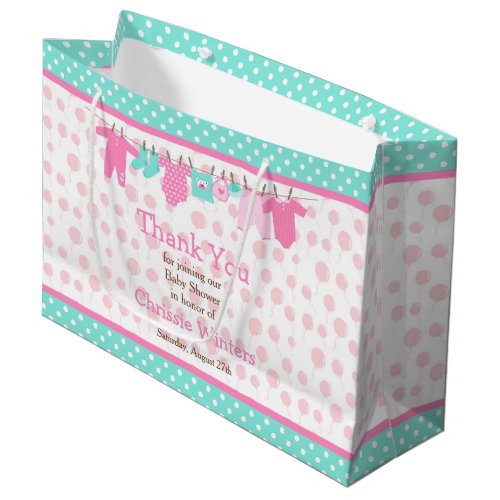 Blue and Pink Baby Line Baby Shower Party Large Gift Bag