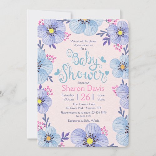 Blue and Pink Baby Shower Invitation