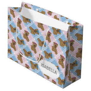 Blue And Pink Baby Teddy Bears Large Gift Bag
