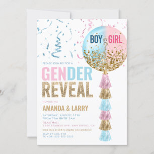 Blue and Pink Balloon Gender Reveal Invitation