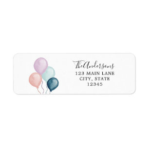 Blue and Pink Balloons Label
