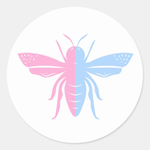 Blue and Pink Bee  Pastel Gender Reveal Party Classic Round Sticker