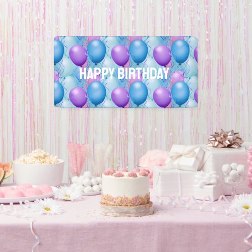Blue and Pink Birthday Balloons Banner