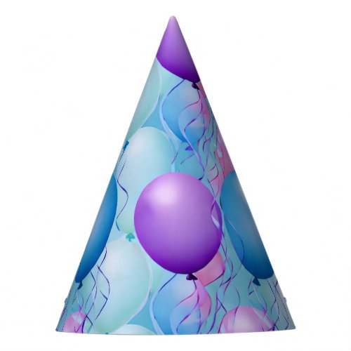 Blue and Pink Birthday Balloons Party Hat