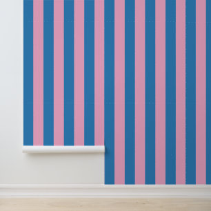 Blue and Pink Bold Vertical Stripes Wallpaper