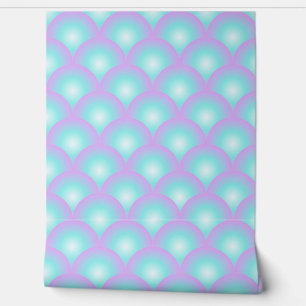 Blue and Pink Bubble Scallop Wallpaper