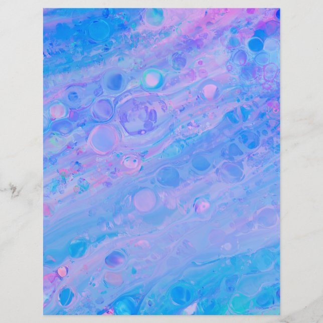Blue and Pink Bubbly Mermaid Scrapbook Paper (Front)