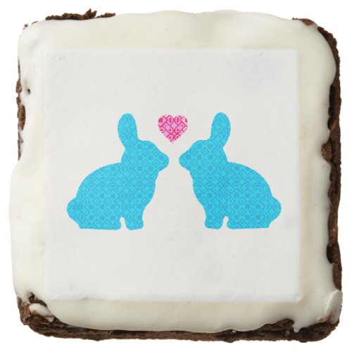 Blue and Pink Bunny in Love Brownie