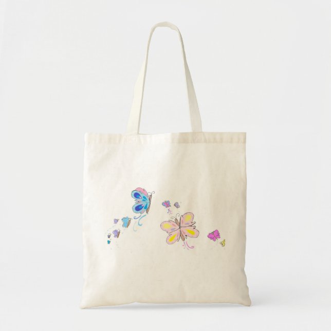 Blue and Pink Butterflies Tote Bag (Front)